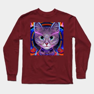 Kosmic Kitty (7) - Trippy Psychedelic Cat Long Sleeve T-Shirt